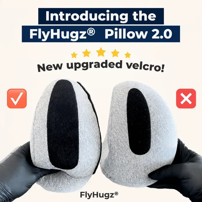 The upgraded velcro ends on the FlyHugz® Pillow 2.0